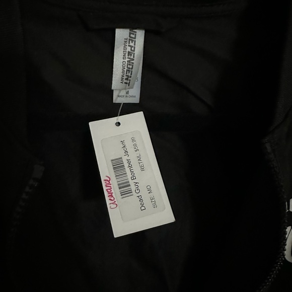 Rogue Black Bomber Jacket with Skeleton on Back - Picture 3 of 4